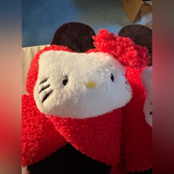 Hello Kitty Fuzzy Red and Black Slippers - Picture 3 of 7